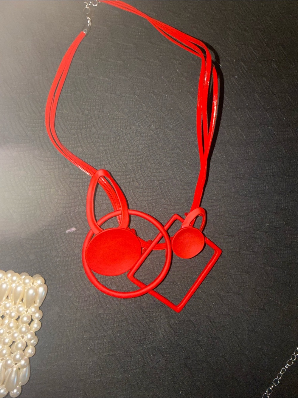 Red Geometric Statement Necklace - Women Accessories 15